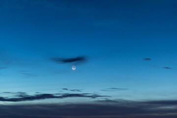 Wall Mural - Moon and stars in twilight sky