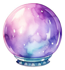 Watercolor magic crystal ball isolated.