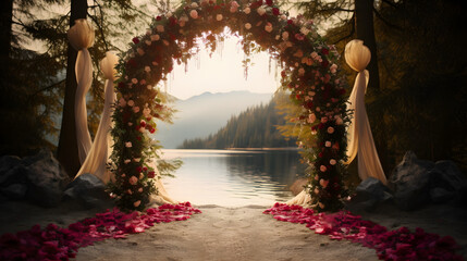 Wall Mural - Wedding arch decorated with a long wide