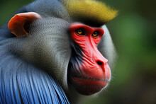 Mandrill (Mandrillus Sphinx) Monkey Face
