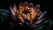 Vibrant Petals Of A Yellow Dahlia In A Dark Background Generated By AI