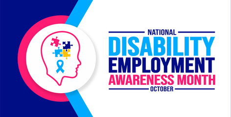 Wall Mural - October is National Disability Employment Awareness Month background template use to background, banner, placard, card, and poster design. holiday concept with text inscription and standard color.