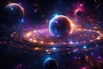 Wall Mural - orbit of universe colourful abstract background. generative ai
