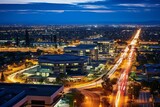 Fototapeta Miasto - Aerial cityscape of Costa Mesa at night. Generative AI