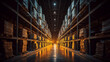 © LomaPari2021 - photograph of Automatic warehouse with high shelves. ,generative ai