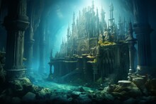 Underwater Ruins Of Atlantis. Generative AI