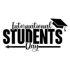 International student day lettering with graduation cap vector illustration.