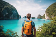 © Jasmina - Tourist backpacker with backpack at vacation to Thailand tropical island