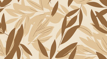 Leaf Pattern With Brown And Black Colored Leaves, 2d Vector Illustration, Abstract Background.