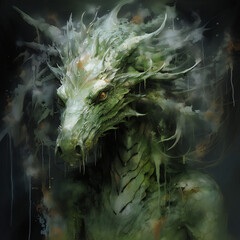Wall Mural - green dragon head