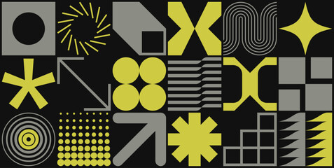 Wall Mural - trendy abstract geometric vector design with modernist shapes and elements.