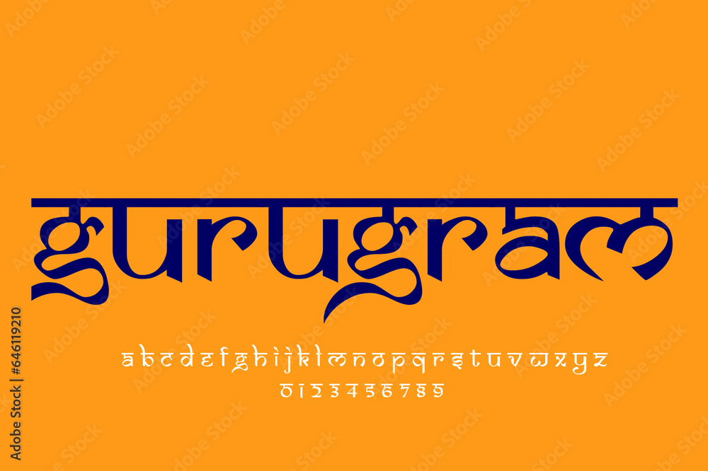 Indian City Gurugram text design. Indian style Latin font design ...