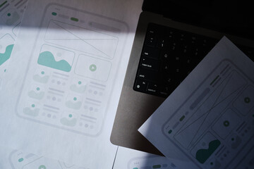 Wall Mural - ux website design wireframe. sketch, prototype, framework, layout future design project. ui/ux - use
