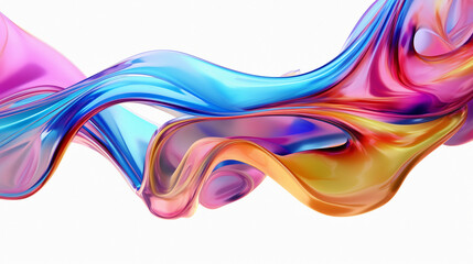 Poster - 3d illustration of flowing multicolored gradient substance. Abstract holographic background.