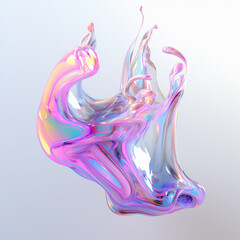 Wall Mural - 3d illustration of a holographic splash of liqud.