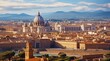 panoramic view of Rome, panoramic view of antic city Rome, top view of the city 