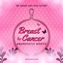Wall Mural - Breast Cancer Awareness Month Vector Background and Banner with pink ribbon 