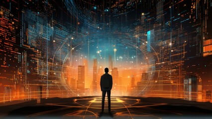  big data concept, illustrating the vastness and complexity of information being processed and analysed