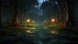 Fototapeta Las - Fantasy Swamps and Wetlands Game Art