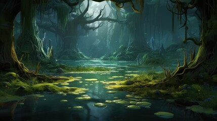 Wall Mural - Fantasy Swamps and Wetlands Game Art