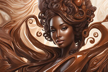 Beautiful African Woman In Melted Chocolate, Concept Splash Art