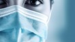 Face of a doctor or nurse wearing a medical surgical mask