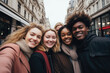 © vefimov - Group of women standing next to each other on street. This image can be used to represent friendship, community, diversity, or women empowerment.