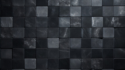 Canvas Print - black charcoal mosaic square tile pattern, tiled background