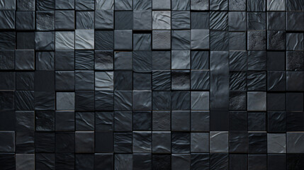 Wall Mural - blackmosaic square tile pattern, tiled background