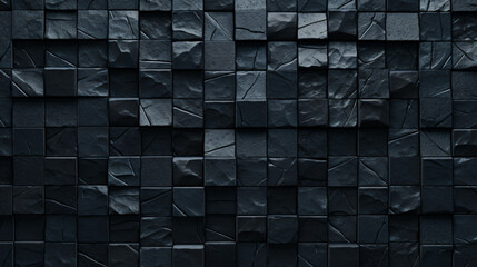 Canvas Print - black mosaic square tile pattern, tiled background