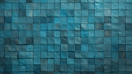 Wall Mural - cyan mosaic square tile pattern, swimming pool tiled background