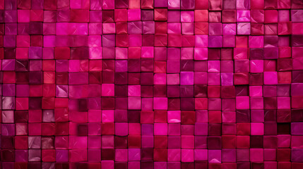 Wall Mural - fuchsia mosaic square tile pattern, tiled background
