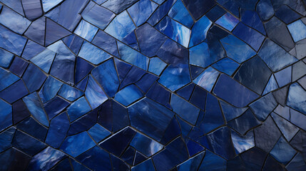 Wall Mural - navy blue mosaic square tile pattern, tiled background