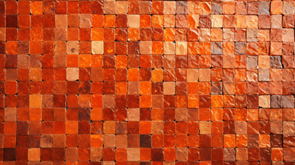 Wall Mural - orange mosaic square tile pattern, tiled background