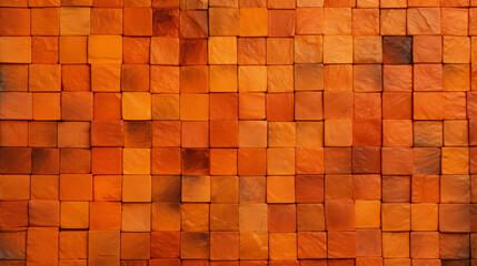 Wall Mural - orange mosaic square tile pattern, tiled background