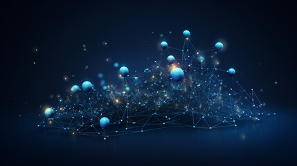 Wall Mural - AI-Driven Data Visualization: Futuristic Blue Plexus Network with Dynamic Particles