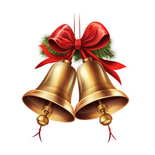 A Set Of Christmas Bells Isolated On A Transparent Background, Generative Ai