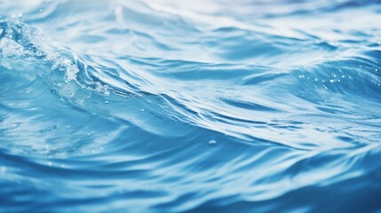 Wall Mural - Blue textured background of waves with ripples on the water. Close-up, selective focus, defocus : Generative AI