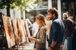 © Sebastian - Artists showcasing their works at an outdoor Bastille Day art exhibition, celebrating French culture. Generative Ai.