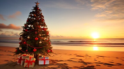 Tropical Holiday Vibes: Christmas Tree by the Beach