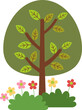 Single green tree cartoon isolated vector illustration