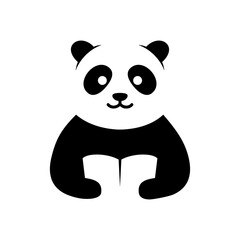 Wall Mural - panda logo reading a book vector flat style