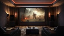 Advanced Home Cinema Interior 3D Rendering