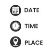 © udin - Vector illustration of date time place icon in dark color and transparent background(png).