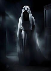 Canvas Print - ghost in the dark room.