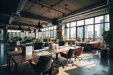 Wall Mural - Interior of a modern business office of a startup company designed in a nordic contemporary style