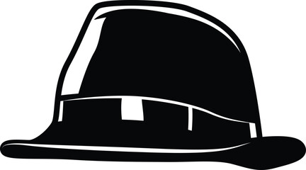 black and white gangster hat silhouette graphic vector design