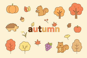 Wall Mural - a page decorated with symbolic objects of fall.