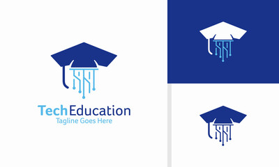 Wall Mural - Vector tech education logo design concept, academy logo template