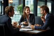 © Md Shahjahan - Lively business professionals gathered for a spirited meeting in a well-appointed boardroom.